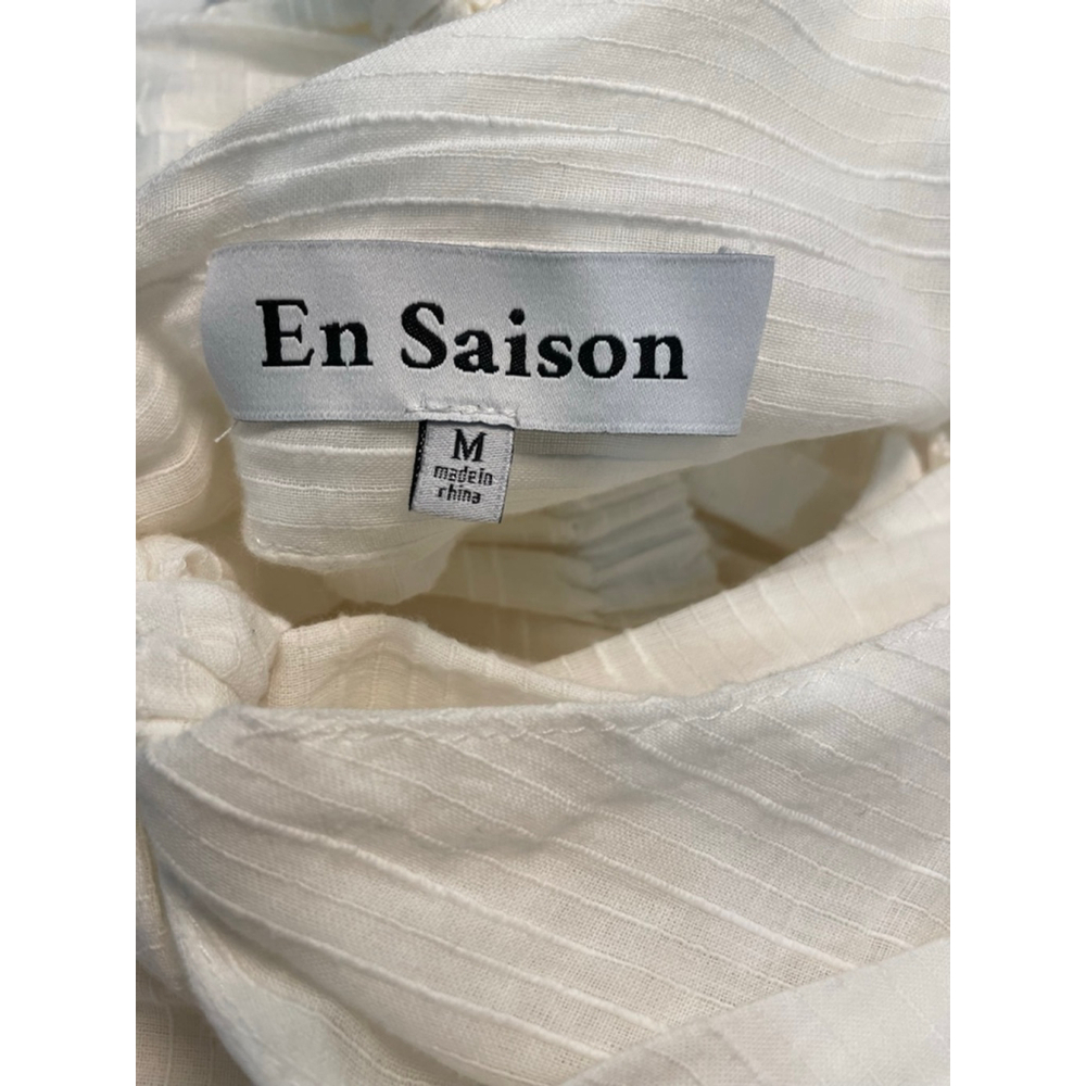En Saison Gauzy Textured Cotton Midi Dress M White Open Back Cottagecore Coastal - Picture 10 of 12